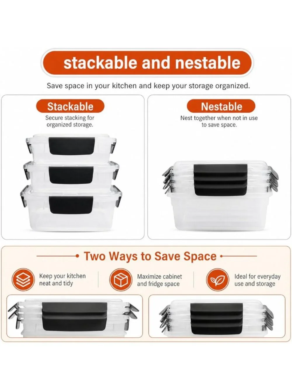 5-Pack 3-Cup BPA-Free Plastic Food Storage Containers with Snaplock Lids